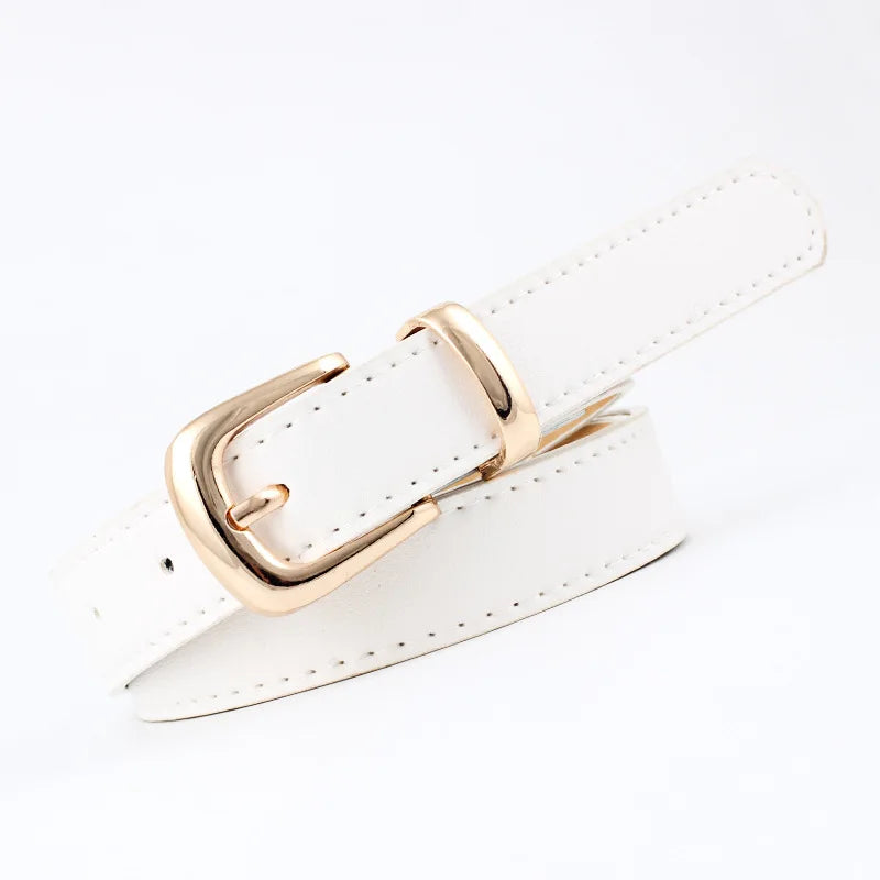 2.4X105cm Women Belts PU Leather Simple Metal Buckle Belt Girls Dress Jean Pants Waistband Belts for Lady Luxury Designer Brand