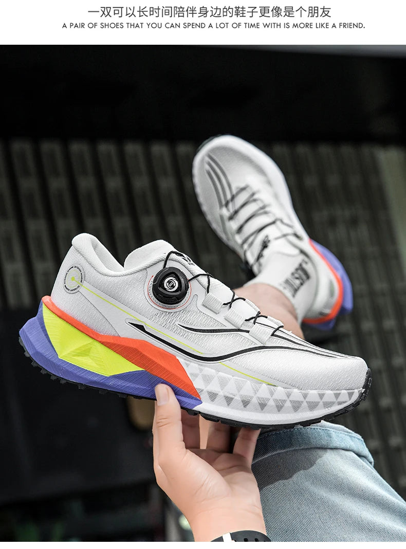 2025 New Lightweight Outdoor Casual Sports Shoes With Rotating Buckle Carbon Plate And Popcorn Outsole Running Shoes For Men