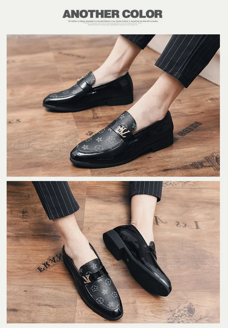 Loafers 2025 New Men's Shoes British Business Genuine Leather Slip-On Soft Surface Small Leather Shoes Pointed Toe Trendy Shoes