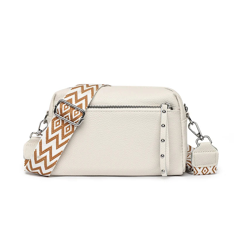 100% Cowhide 3 Layers Crossbody Shoulder Bag Luxury Genuine Leather Messenger Bag Fashion Daily Use For Women Wallet HandBag