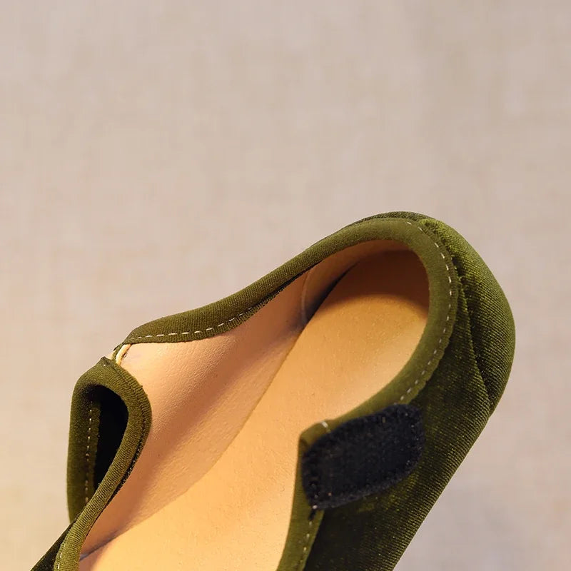 New 2025 Autumn Children Princess Shoes Girl's Ballet Flats Fashion Concise Style velvet Shallow Elegant All-match Kids Flats