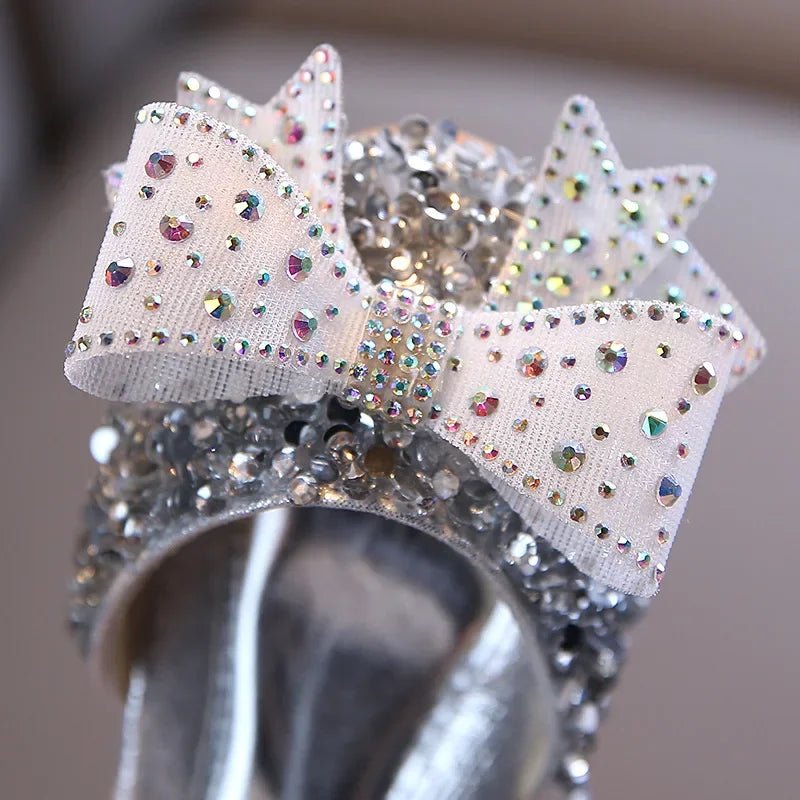 Autumn Summer Kids Leather Shoes Fashion Sequins Pearl Bow Girls Princess Shoes Children Sandals Party Shoes