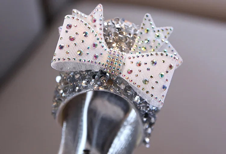 Autumn Summer Kids Leather Shoes Fashion Sequins Pearl Bow Girls Princess Shoes Children Sandals Party Shoes