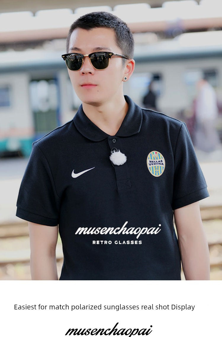 2024 New Arrival Trendy Polarized Half Frame Square Sunglasses Driving Box Men and Women Fashion K-style Sun Glasses