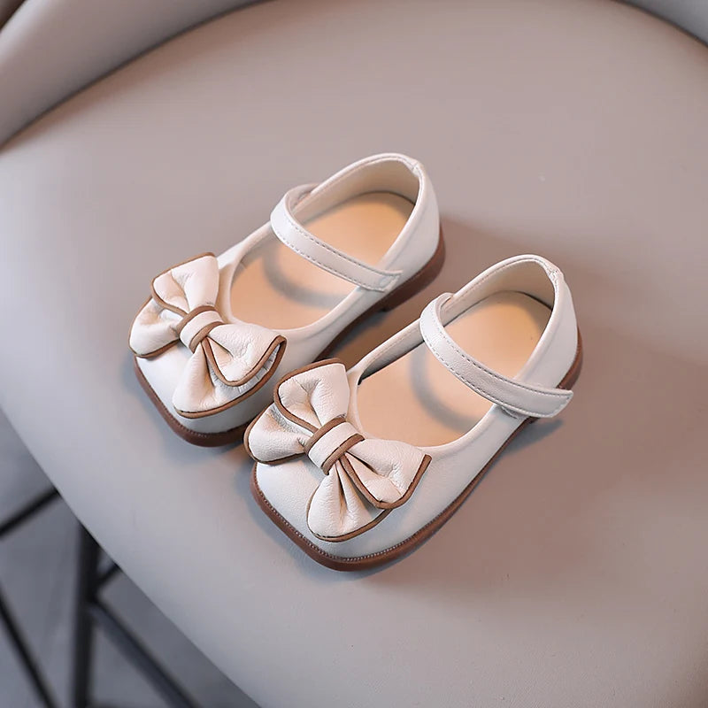 Spring and Autumn Children's Shoes, Small Leather Shoes  Casual Babies Square Mouth Shoes Bow Ties  Princess Shoes Single Shoes