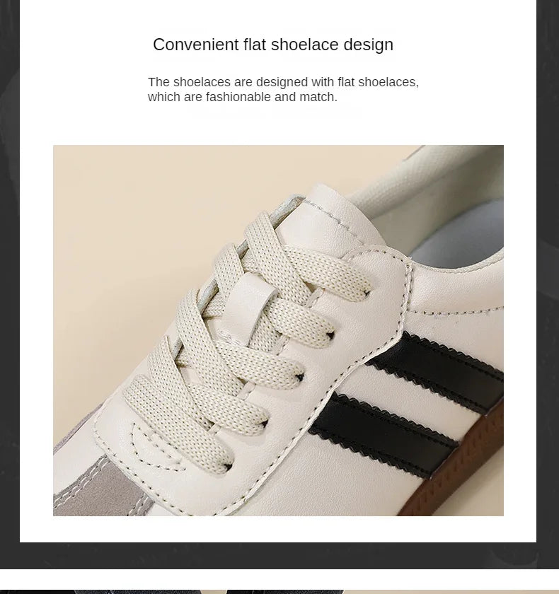 2024 Flat Luxury Shoes Women Autumn New Classic Ladies Sneakers Women Leather Retro Low Cut Lace -up Casual Round Toe Grey White