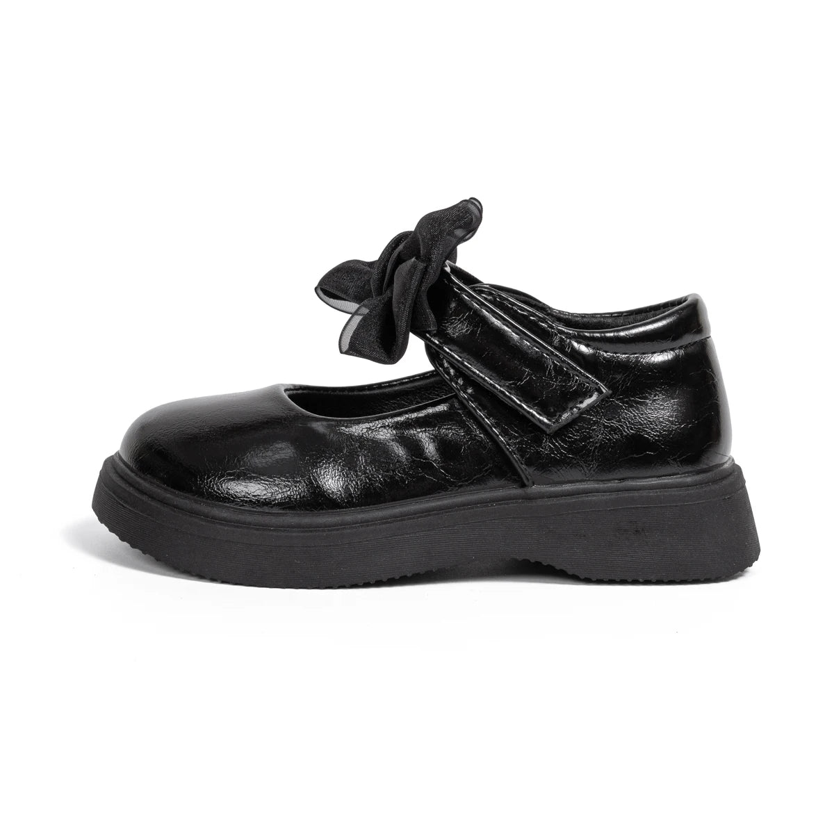 Classic Children's Leather Shoes Spring and Autumn Bow Metal Buckle Mary Jane Party Shoes Soft Bottom Black Princess Shoes