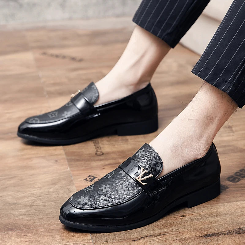 Loafers 2025 New Men's Shoes British Business Genuine Leather Slip-On Soft Surface Small Leather Shoes Pointed Toe Trendy Shoes