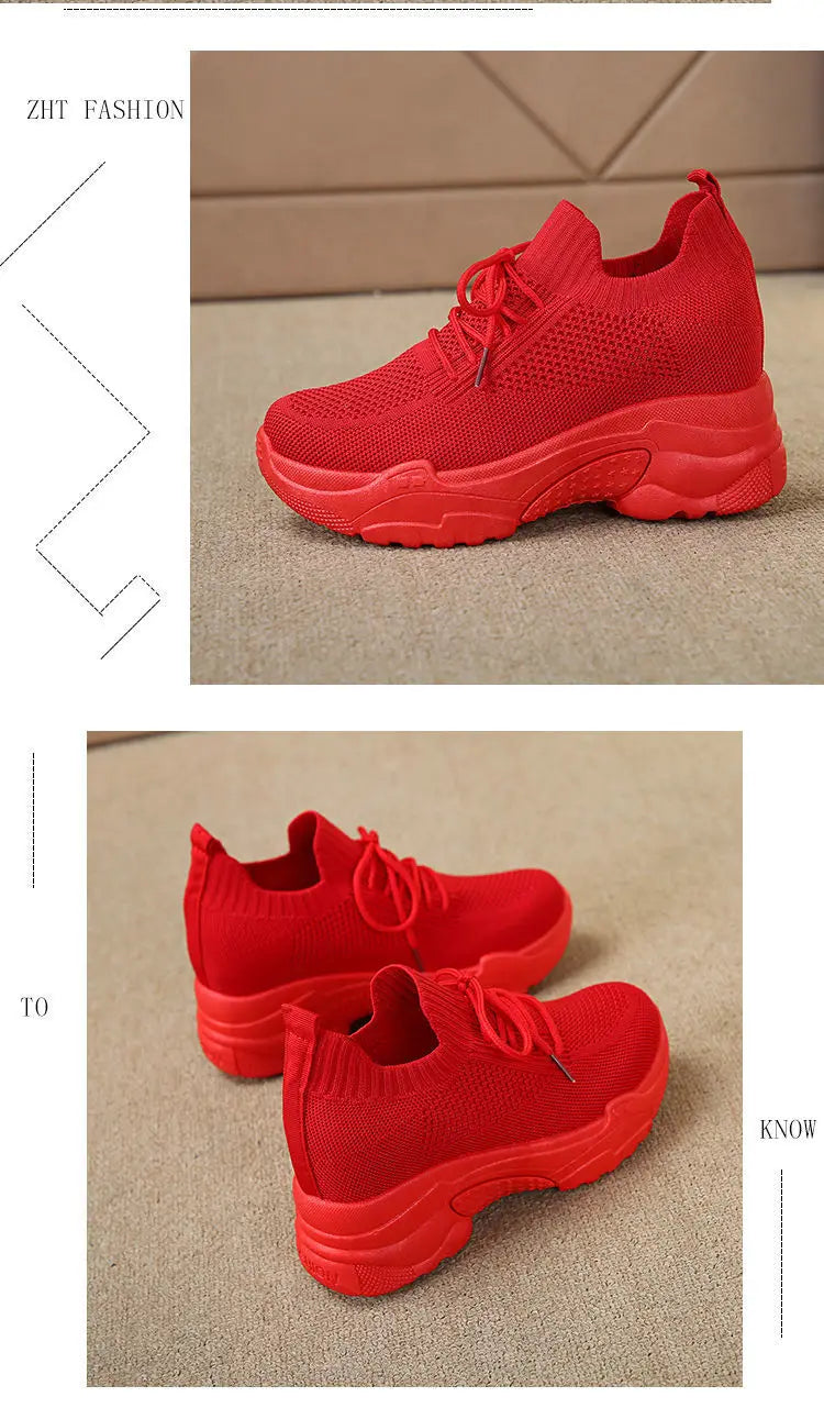 Hidden Heels Women Platform Sneakers Mesh Breathable Casual Shoes for Women Fashion Outdoor Women Running Shoes tenis de mujer