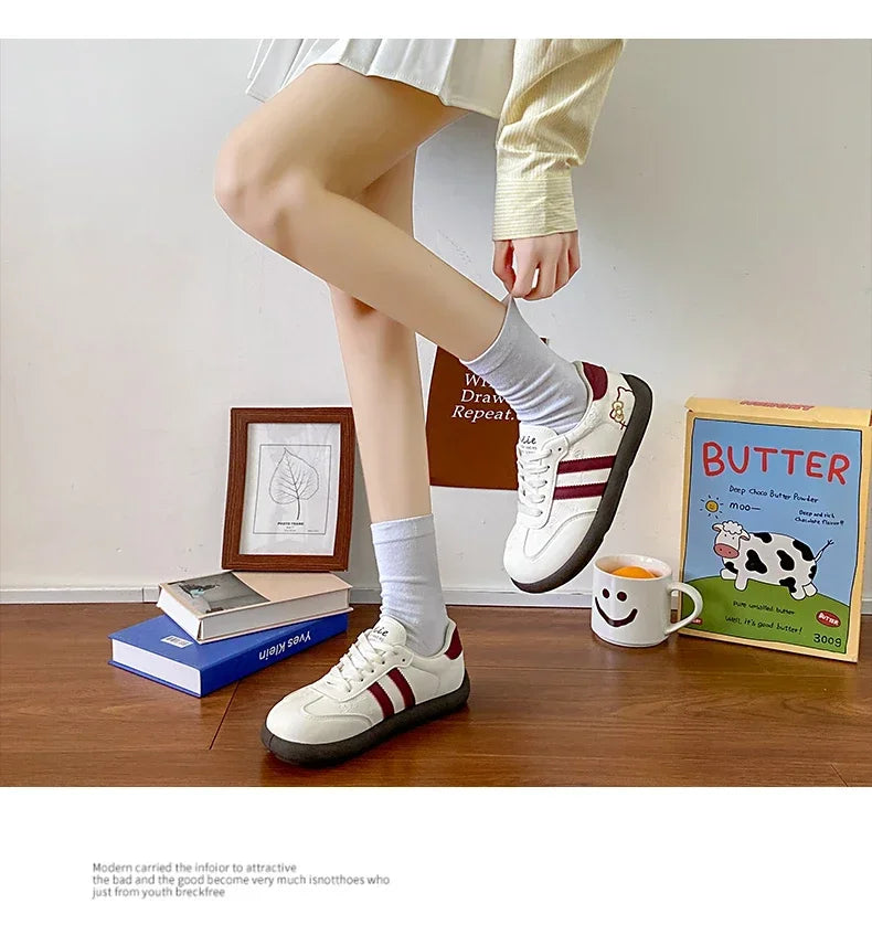 Women's Casual Outdoor Lace UpSport Shoes 2025 Spring Autumn Designer Korean Round Toe Sneakers Vulcanized Shoes Tenis De Mujer