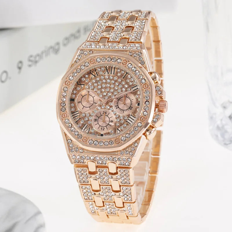 2022 Reloj Hombre Ice Out Watches Luxury Business Yellow Gold Watches Men Full Rhinestone Quartz Wristwatches Male Clock