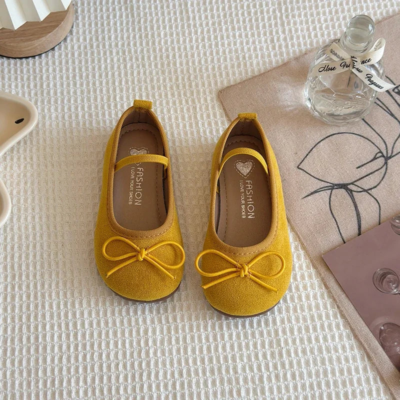 2025 Spring Autumn New Children Leather Shoes for Girls Fashion Korean Style Soft Sole Anti-slippery Sweet Bowtie Princess Shoes