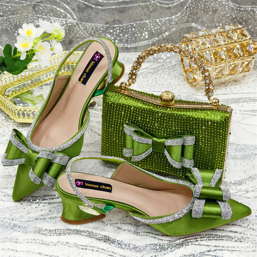 Yellow Women Shoes And Bag Set African Ladies Sandals High Heels Pumps Match With Handbag Clutch Escarpins Femmes Sandales CR373