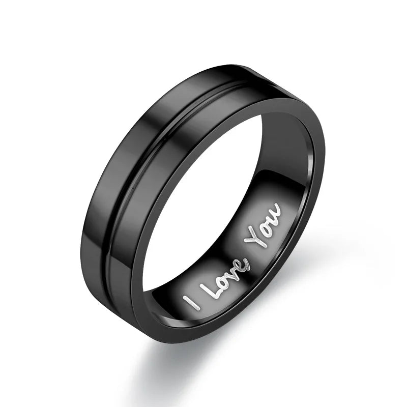 2025 Fashion Black Stainless Steel Couple Rings for Lover's Jewelry Accessories Engagement Wedding Band Men Rings/Women Rings