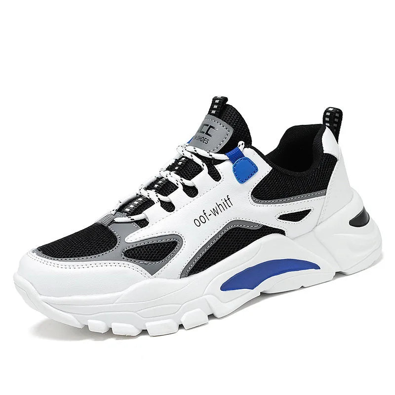 Summer 2025 New Men's Woven Mesh Running Shoes Breathable Elevated Chunky Sneakers Fashionable Korean Style Trendy