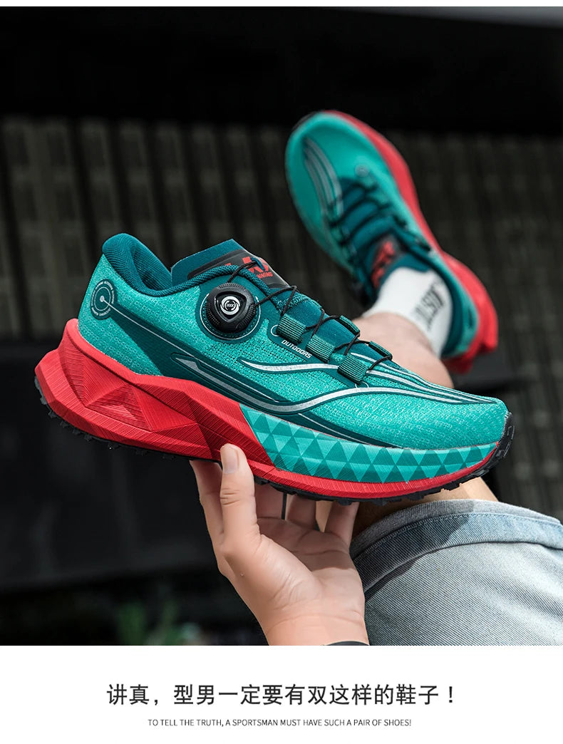 2025 New Lightweight Outdoor Casual Sports Shoes With Rotating Buckle Carbon Plate And Popcorn Outsole Running Shoes For Men