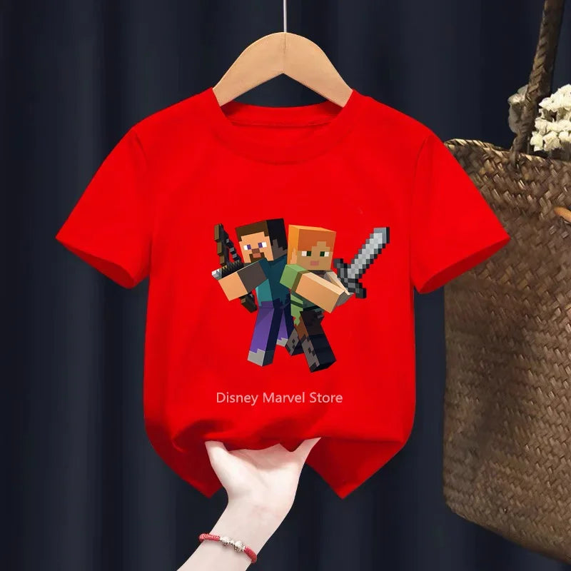 Anime T Shirts for Kids Boys Girls Clothes From 3 to 12 Years Old My Wonderful World Print T-shirt Birthday Child Short Sleeve