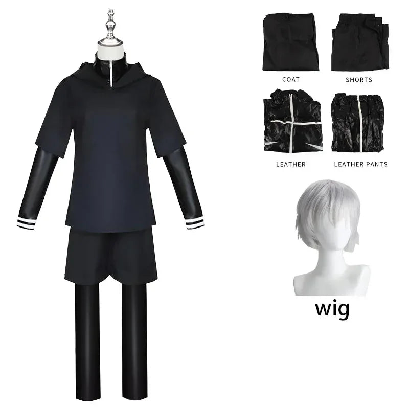 2025halloweenTakGhoul Anime Cosplay Costumes pour hommes, veste à capuche, pantalon, short, ensemble complet de tenues, perruque