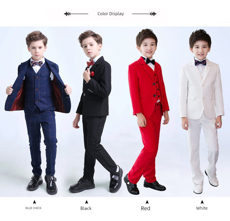 White Kids Boy Host Piano Handsome Suit