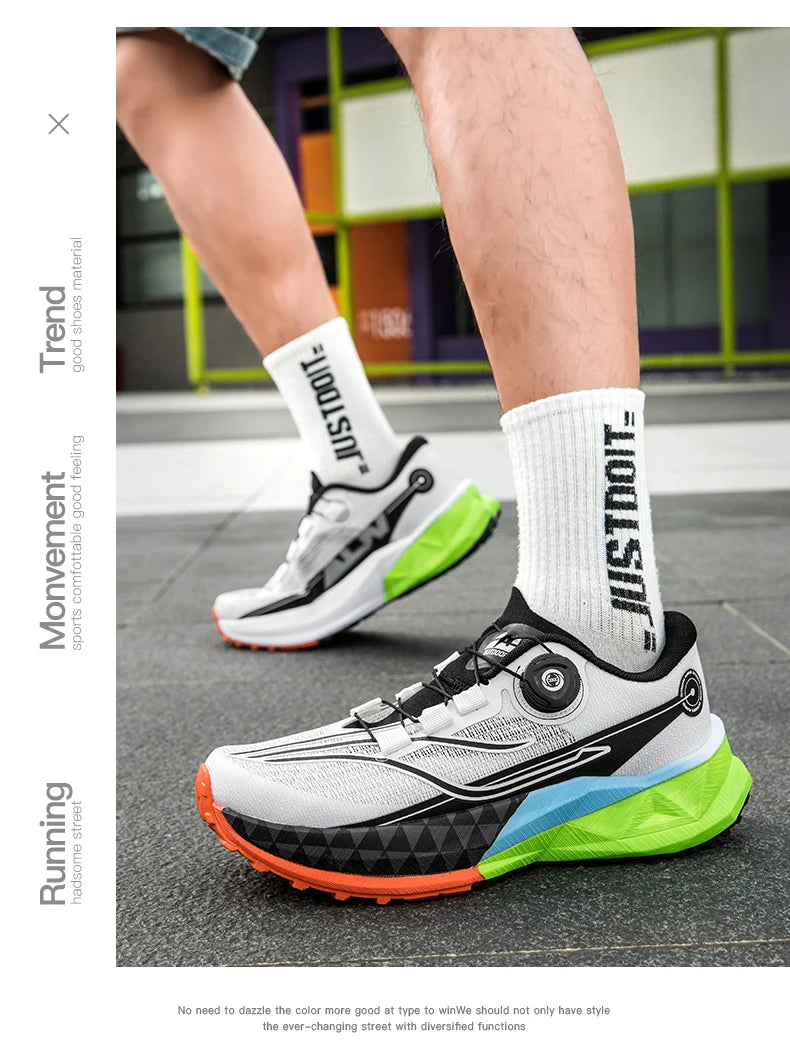 2025 New Lightweight Outdoor Casual Sports Shoes With Rotating Buckle Carbon Plate And Popcorn Outsole Running Shoes For Men