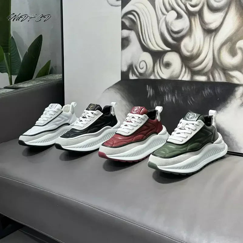 Chunky Sneakers Mens Designer Running Shoes Fashion Casual Microfiber Leather Upper Height Increased Flat Platform Sport Shoes