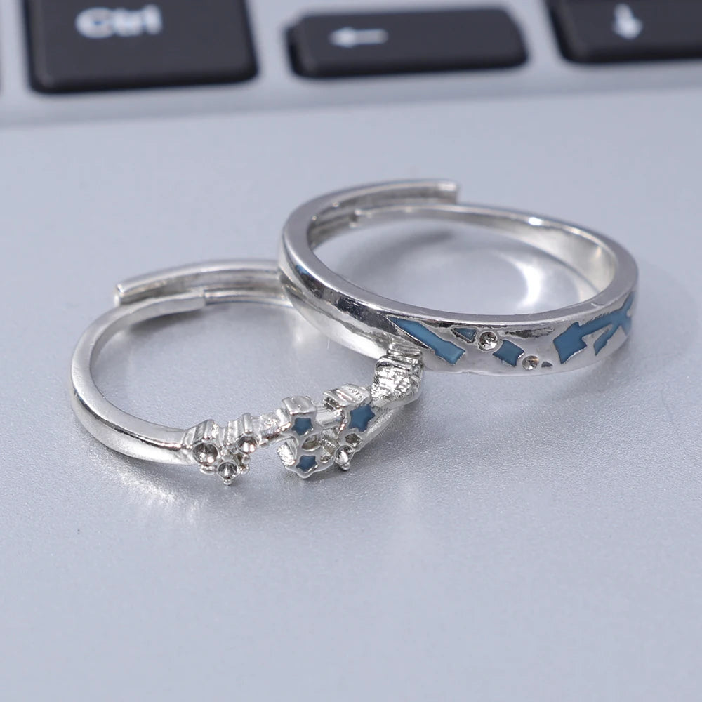 Sweet Couple Night Glowing Star Style Unique Design Premium Feel Adjustable Rings Simple Opening Luminous Lovers Exquisite Ring