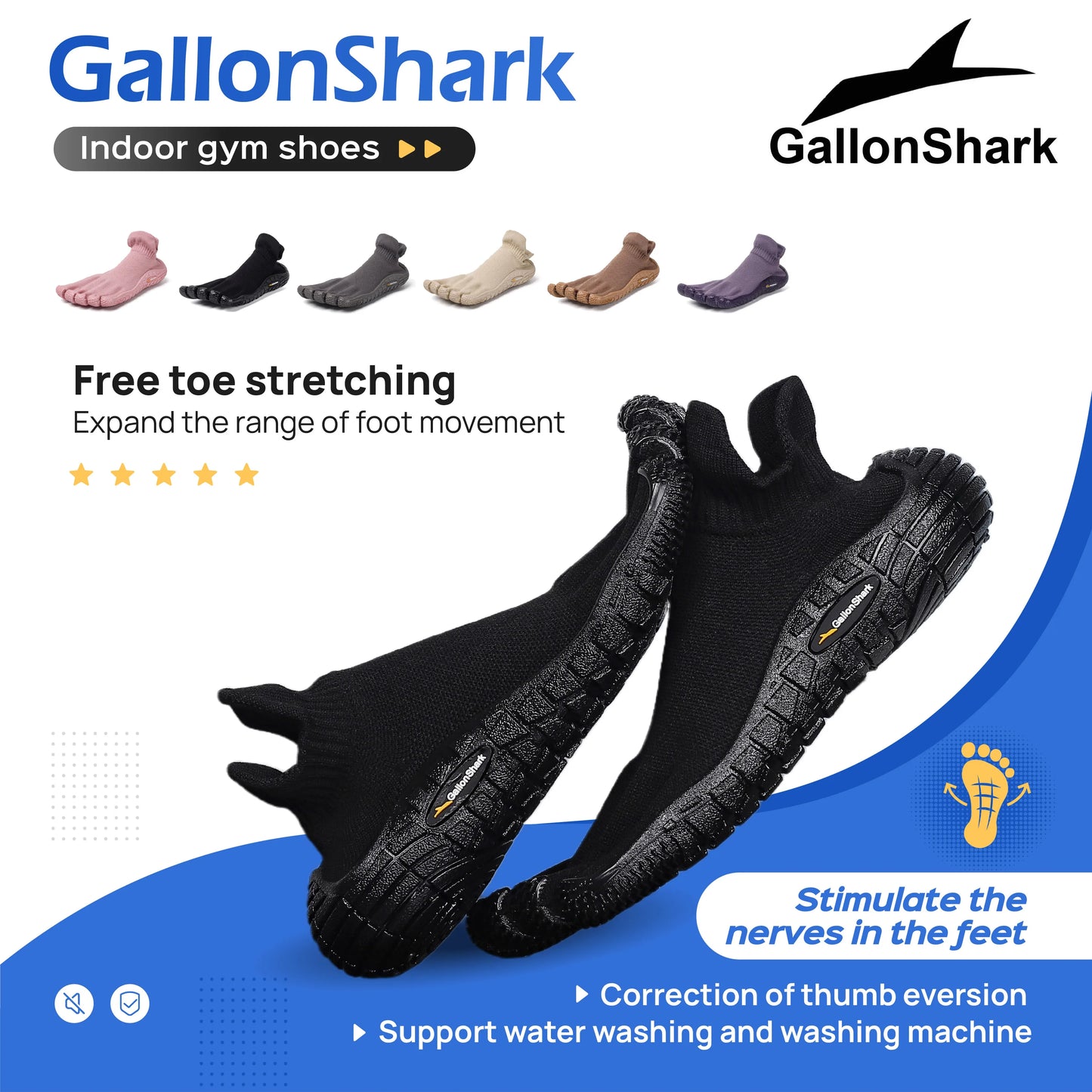 Five finger shoes, split toe shoes, men's and women's fitness soft soled shoes, Pilates yoga fitness barefoot shoes, beach shoes