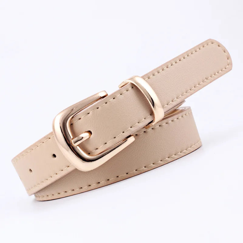 2.4X105cm Women Belts PU Leather Simple Metal Buckle Belt Girls Dress Jean Pants Waistband Belts for Lady Luxury Designer Brand