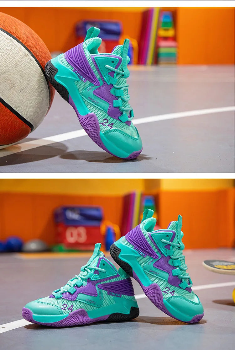 Boys' basketball shoes 2025new children'smeshbreathablesneakersboys' casual shoes, middle and big children's running shoes, tide