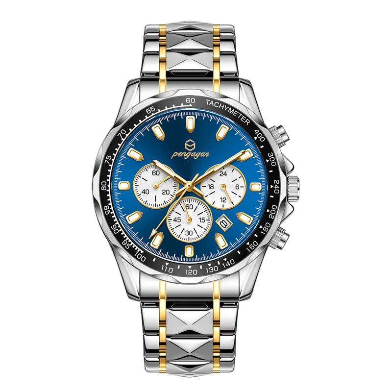 POEDAGAR Luxury Gold Watches Men Business Waterproof Luminous  Fashion Stainless Steel Date Week Band Male's Quartz Watch Reloj