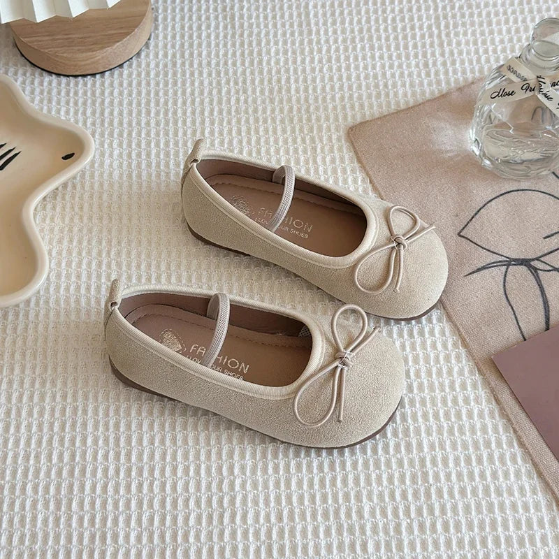 2025 Spring Autumn New Children Leather Shoes for Girls Fashion Korean Style Soft Sole Anti-slippery Sweet Bowtie Princess Shoes
