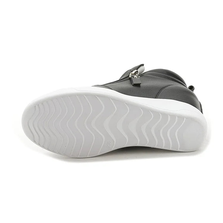 Women Casual Sneakers White PU Platform Shoes Ladies Wedge Sports Shoe Fashion Woman Black Chunky Side Zipper Vulcanized Shoes