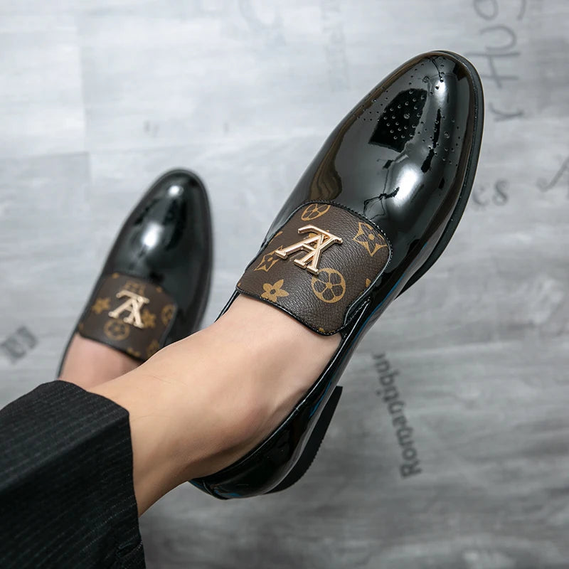 Men's Genuine Leather Tassel Loafers Black Formal Dress Shoes Slip-On Wedding Brogues 2025 Fashion Casual Loafers