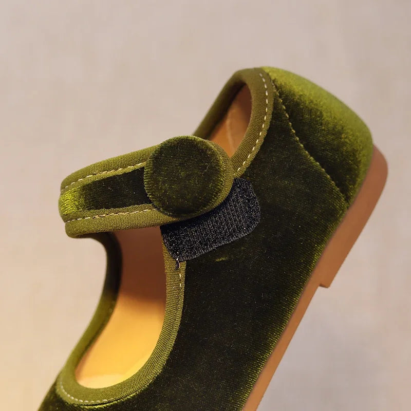 New 2025 Autumn Children Princess Shoes Girl's Ballet Flats Fashion Concise Style velvet Shallow Elegant All-match Kids Flats