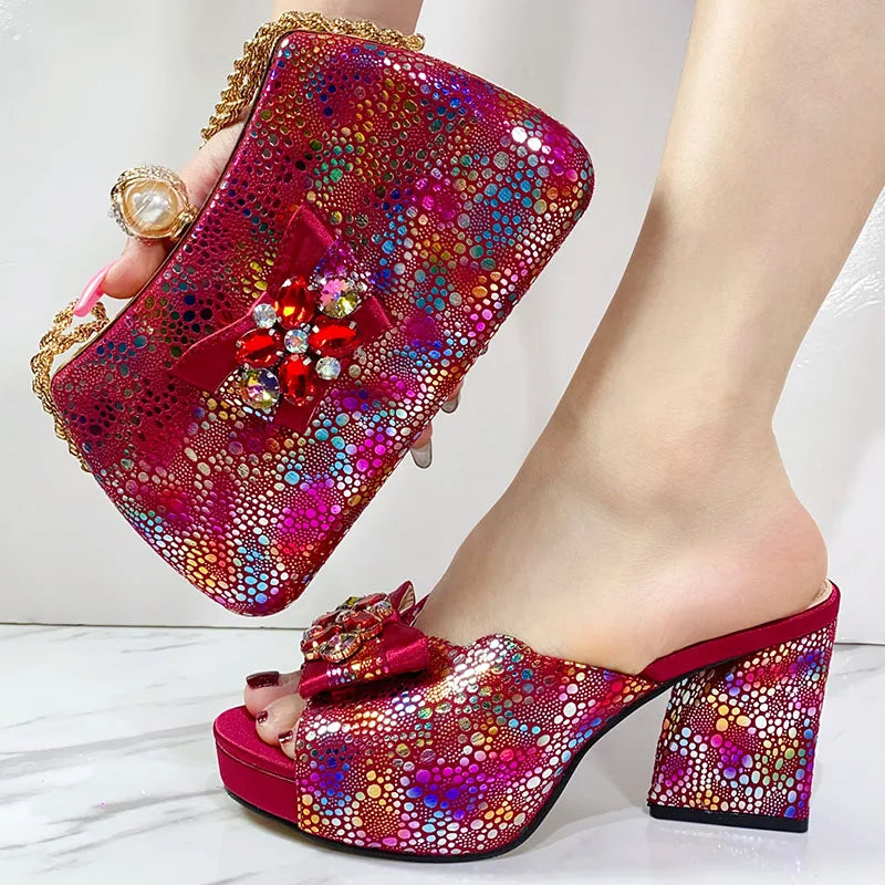 Brand New Women's Shoes High Heel Sandals Fashion Casual Shoes Hot Sale Ltalian Style Slingback African Ladies Sandals And Bags