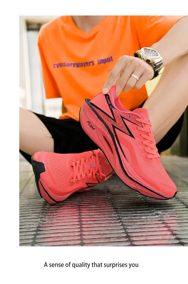 Marathon Air Cushion Carbon Plate Sports Running Shoes Men Breathable Lightweight Women's Comfortable Athletic Nonskid Sneakers