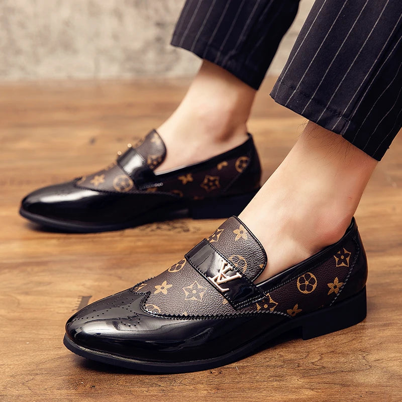 Doudou Shoes New Men's British Business Genuine Leather Slip-On Soft Leather Shoes Pointed Toe Hairstylist Versatile Trendy Shoe