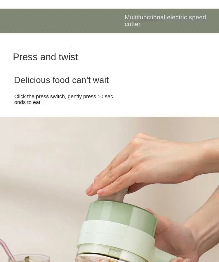 4 in 1 Handheld Electric Vegetable Cutter Set for Garlic Pepper Chili Onion Celery Ginger Meat with Brush Kitchen Tools