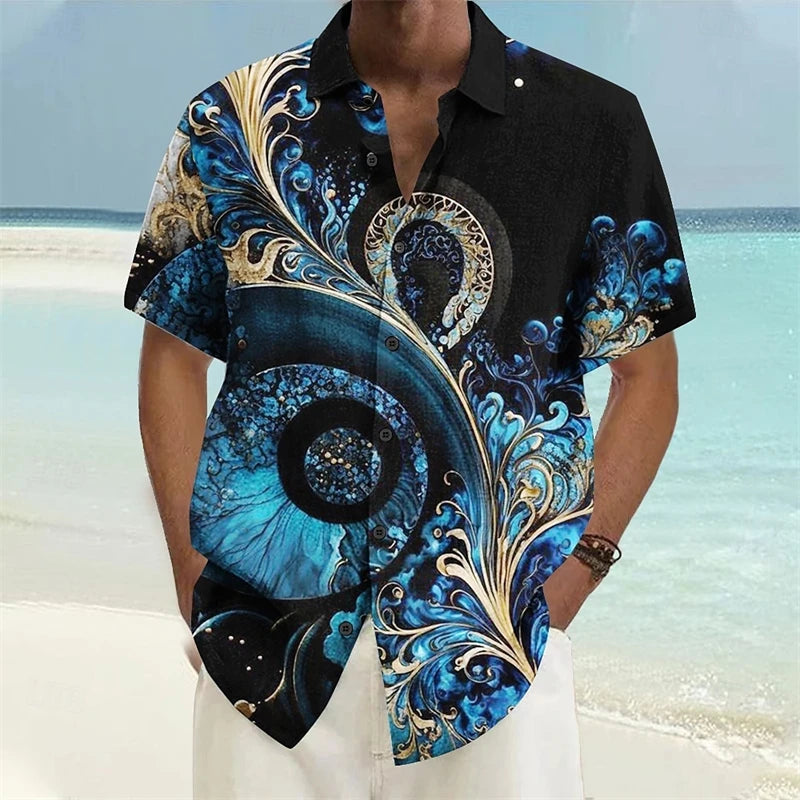 Trend Floral Graphic Shirts For Men Fashion 3D Printed Short Sleeve Summer Casual Hawaiian Shirts Loose Streetwear Blouse 2024