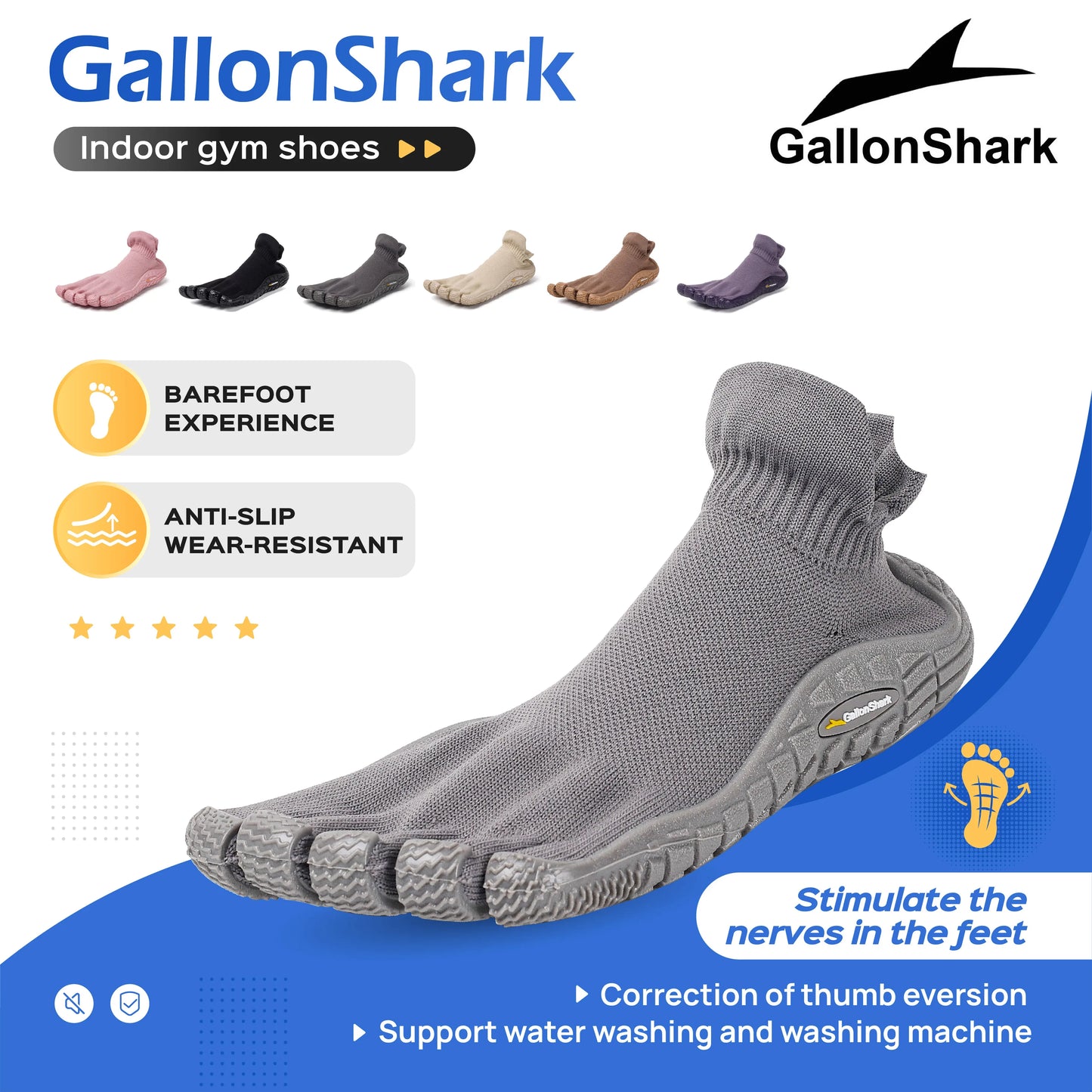Five finger shoes, split toe shoes, men's and women's fitness soft soled shoes, Pilates yoga fitness barefoot shoes, beach shoes