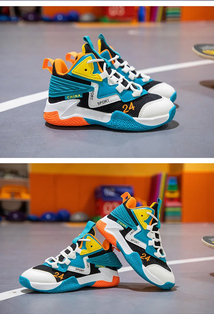 Boys' basketball shoes 2025new children'smeshbreathablesneakersboys' casual shoes, middle and big children's running shoes, tide