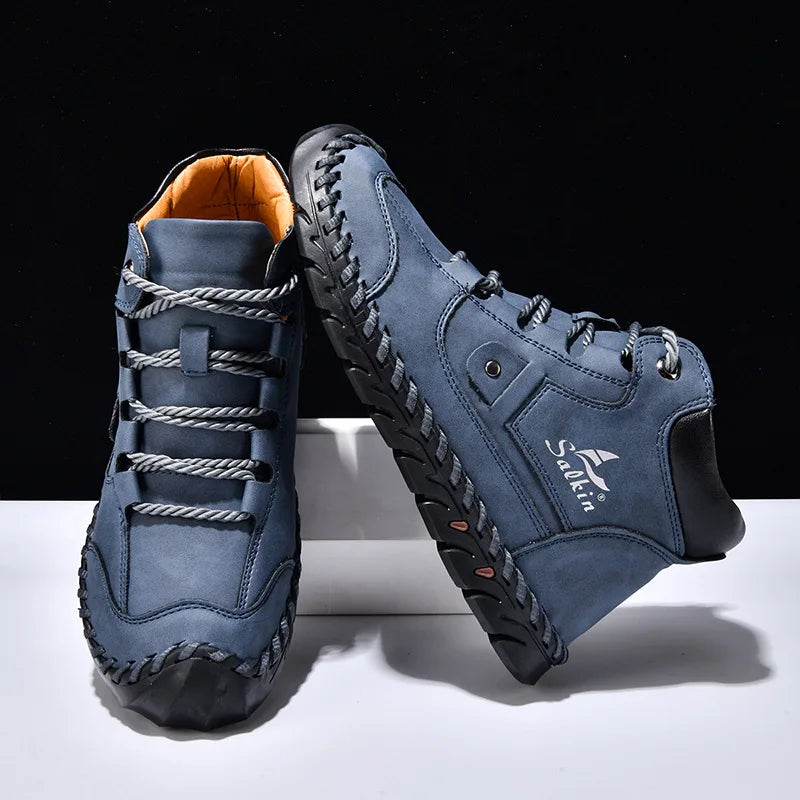New 2025 Handmade Men Boots Design Sneakers Man Outdoor Casual Leather Men Shoes Ankle Boots Fall Breathable Hot Sale Men Shoes