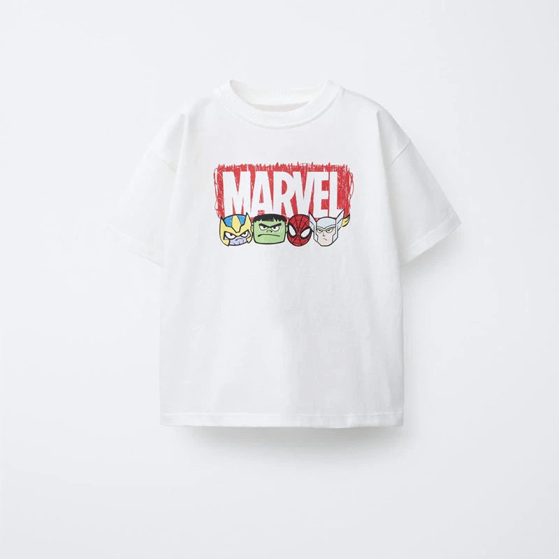 Boys Clothes Trendy Casual T-Shirt Short Sleeve Tops Child Simple Versatile Tees 2025 Summer Baby Print T Crewneck Base Shirt