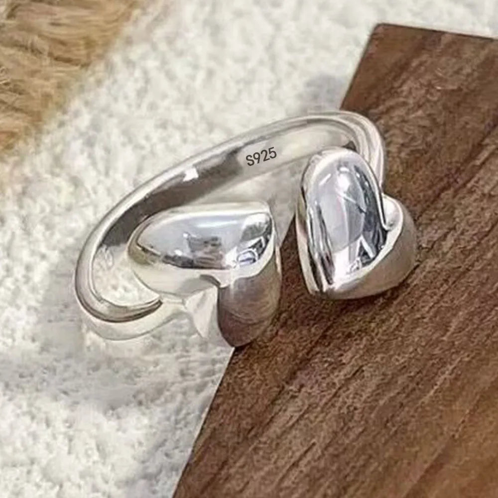 925 Sterling Silver Rings for Women Men Fashion Handmade Wide Ring Couple Minimalist Party Jewelry Gift Prevent Allergy