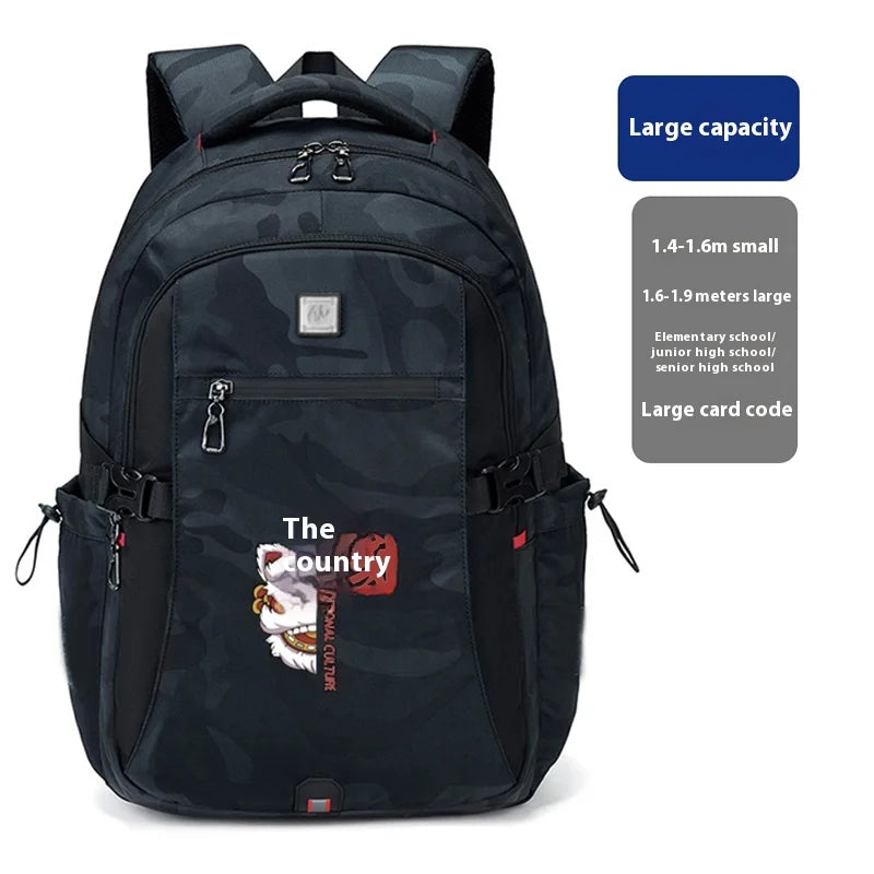 Backpack, male student backpack, computer bag, travel large capacity, thick, handsome, durable, dirt resistant