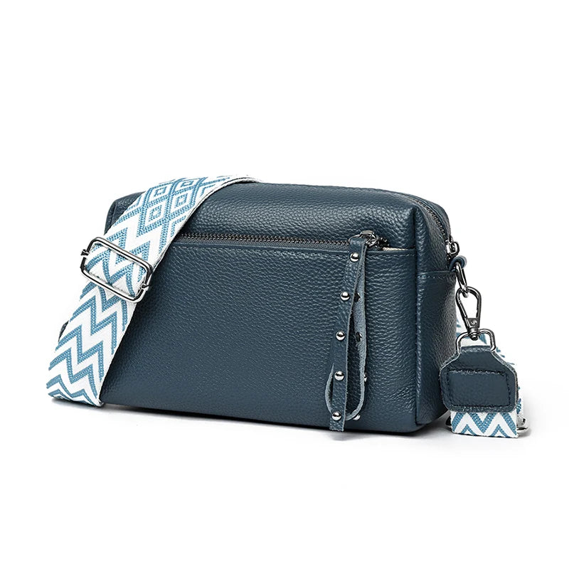 100% Cowhide 3 Layers Crossbody Shoulder Bag Luxury Genuine Leather Messenger Bag Fashion Daily Use For Women Wallet HandBag