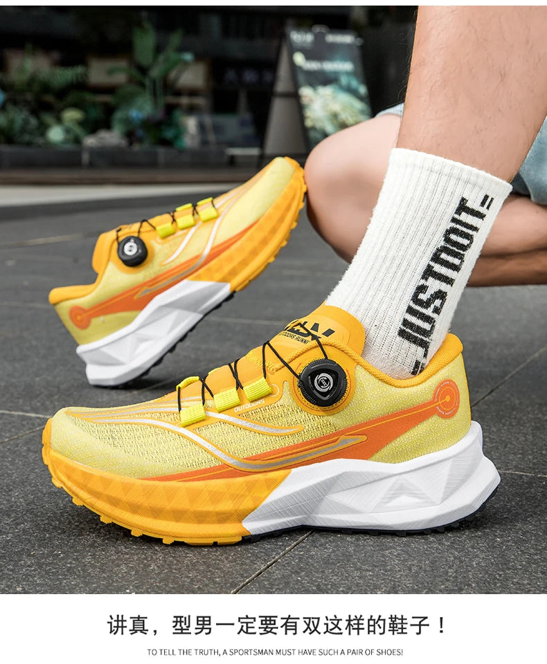 2025 New Lightweight Outdoor Casual Sports Shoes With Rotating Buckle Carbon Plate And Popcorn Outsole Running Shoes For Men
