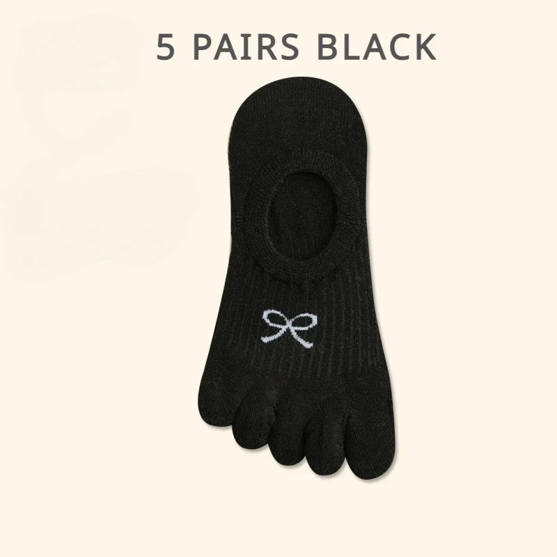 5 Pairs Five Finger Socks Women  Anti-slip Cotton Toe Socks with Separate Fingers Sports Summer Thin Slipper Socks