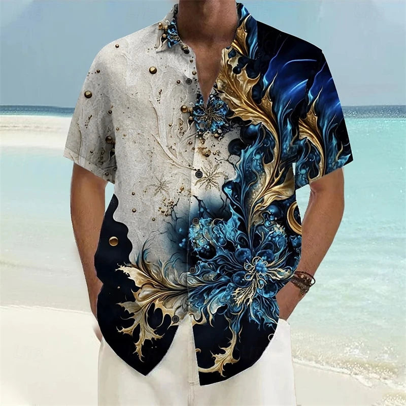 Trend Floral Graphic Shirts For Men Fashion 3D Printed Short Sleeve Summer Casual Hawaiian Shirts Loose Streetwear Blouse 2024