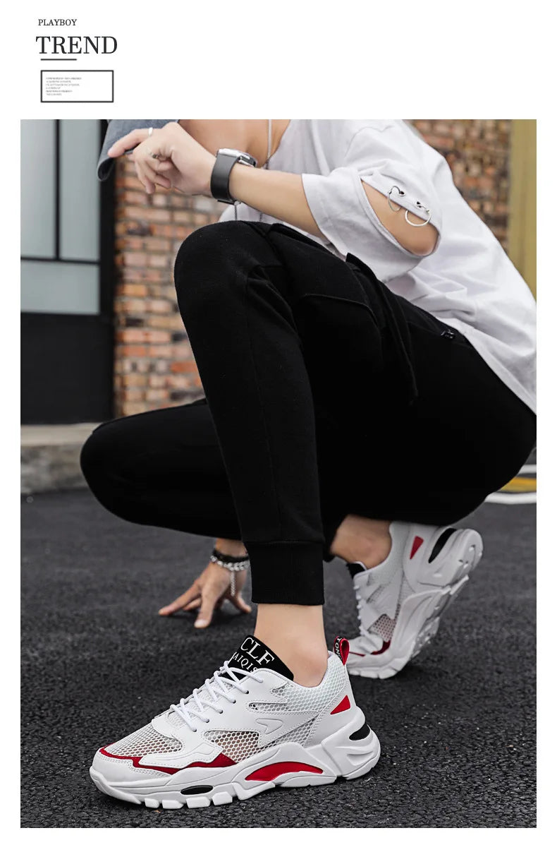 Mesh Men's Sneakers white summer platform sneakers Stylish Lace-up Male Sneaker Breathable Man Tenis Footwear men's sports shoes